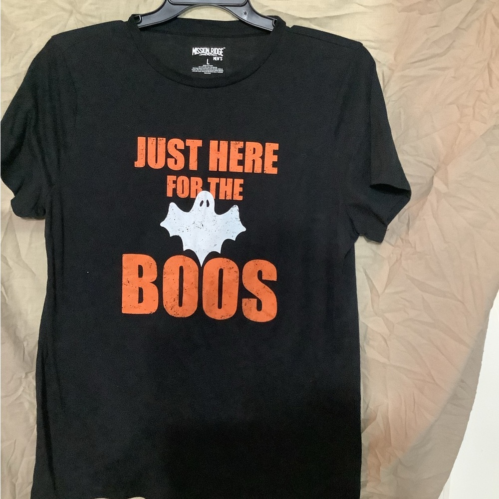 Black Halloween T-Shirt with Ghost Print